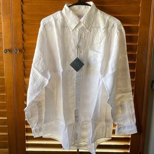 Brooks Brothers Linen Madison Fit White Long Sleeve Button Down